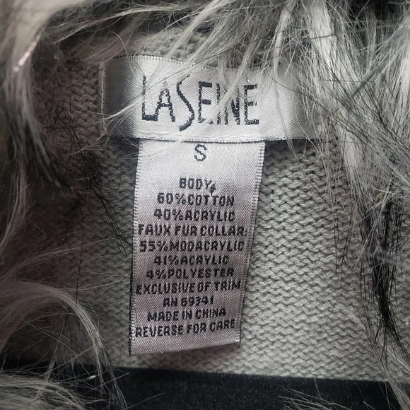LaSeine Gray Sweater with Fluffy Faux Fur - Picture 5 of 6